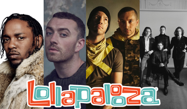 Lollapalooza 2019 terá Kendrick Lamar, Sam Smith, Twenty One Pilots e Arctic Monkeys | Arte: Redação